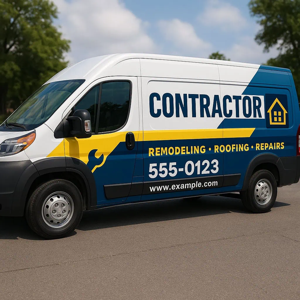 Professionally wrapped contractor van