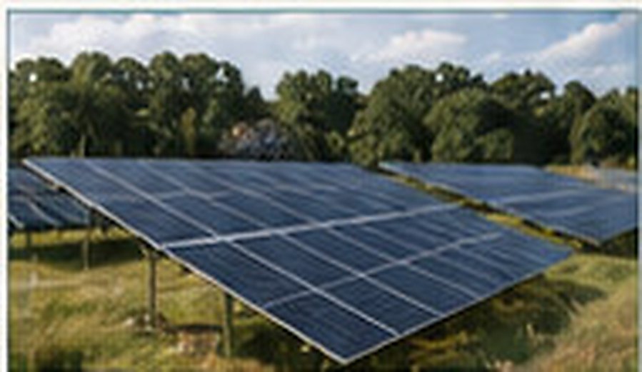 Ground-mounted solar array in a Florida field