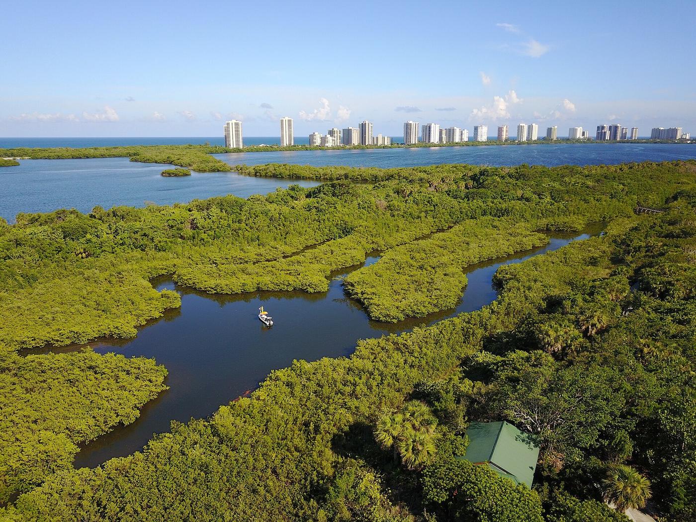 Aerial of the Lake Worth Lagoon and Intracoastal Waterway in Palm Beach County, Florida